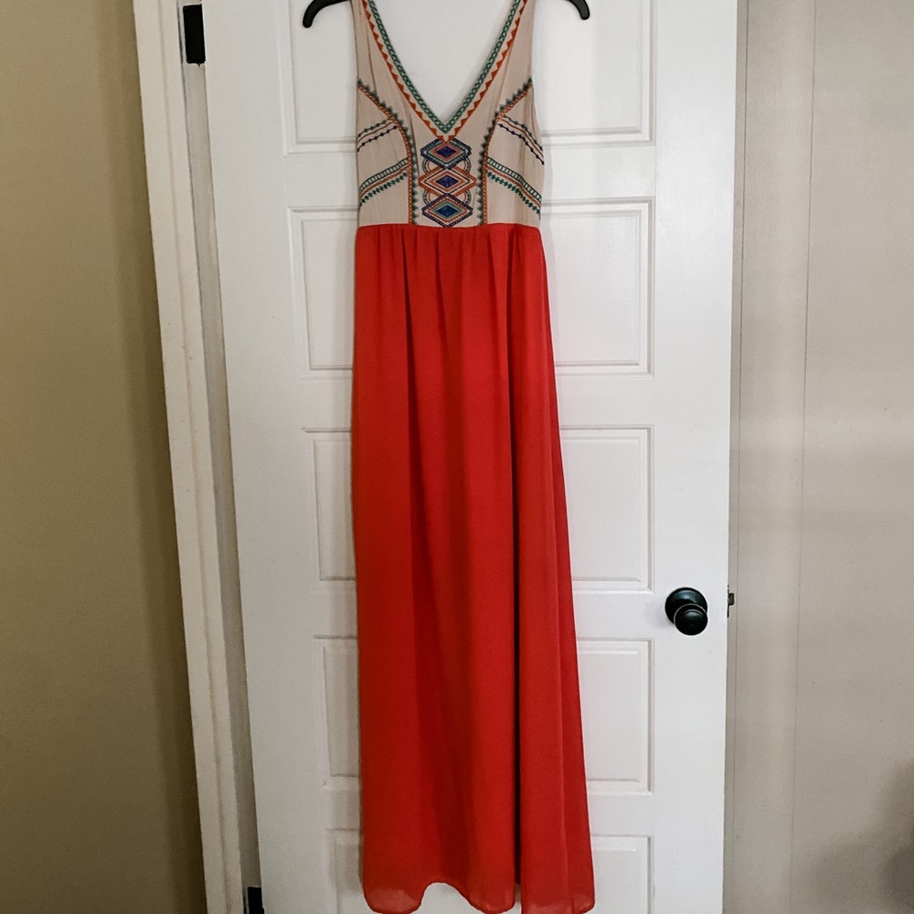 Aztec embroidered maxi dress